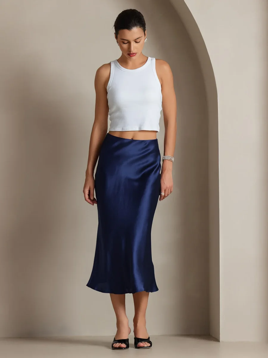 Falda Elegante Básica de Seda Pura - Imagen 6
