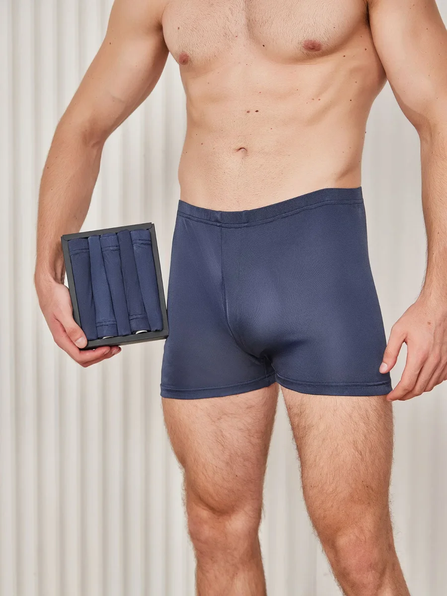 5 Piezas Bóxers de Hombre en Seda Pura con Bragueta