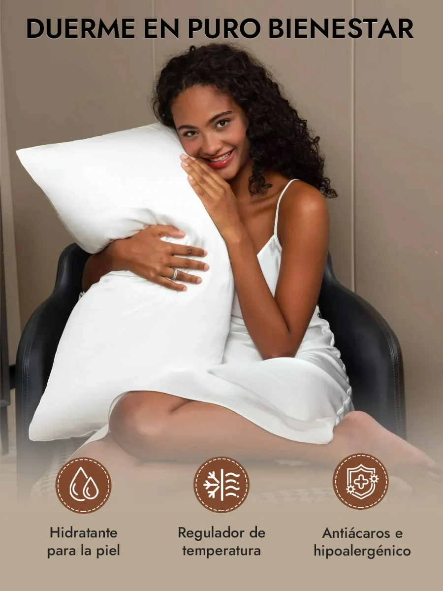 2 Piezas 30Momme Funda De Almohada De Seda- Cierre Cremallera - Imagen 5