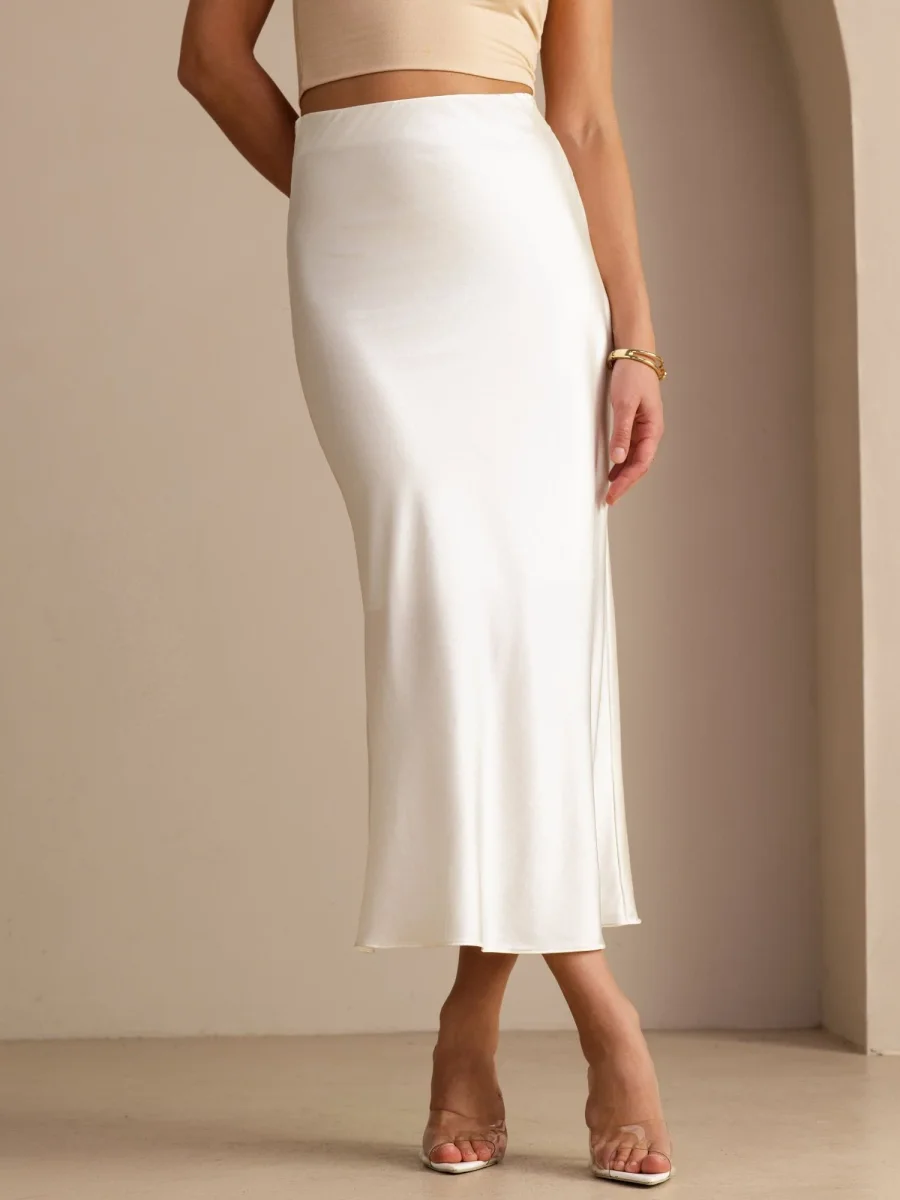 Falda Maxi Elegante De Seda 19 Momme Con Cintura Alta - Imagen 2