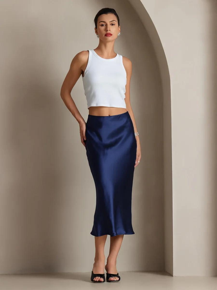 Falda Elegante Básica de Seda Pura - Imagen 5