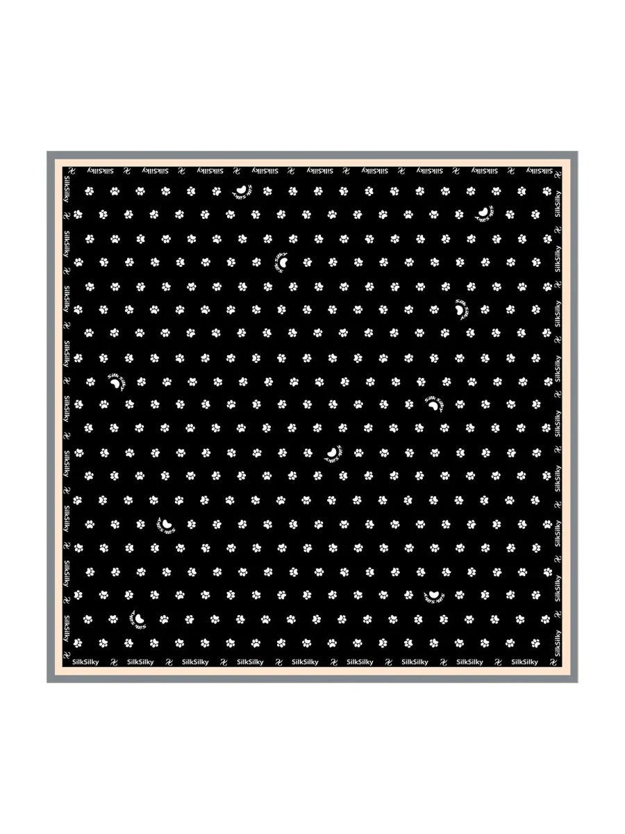 Pañuelo Cuadrado de Seda Pura con Huella de Pata - Tamaño 90x90cm - Imagen 8