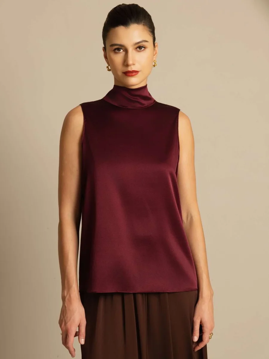 19Momme Seda Lazo Cuello Blusas - Imagen 7