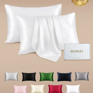 2 Piezas 30Momme Funda De Almohada De Seda- Cierre Cremallera