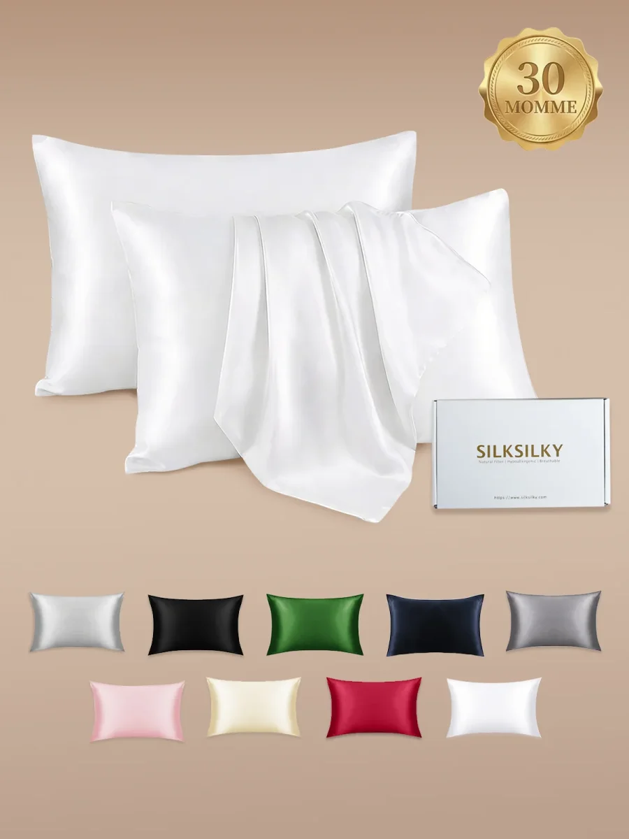 2 Piezas 30Momme Funda De Almohada De Seda- Cierre Cremallera - Imagen 2