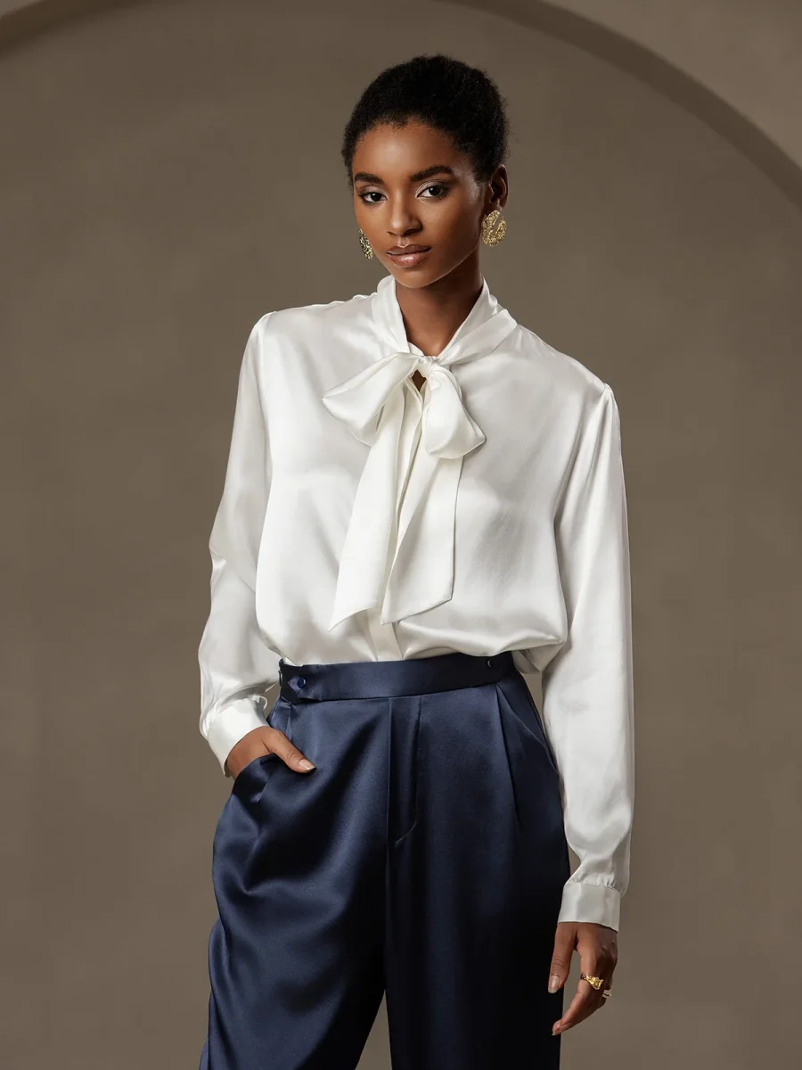 19Momme Pantalones de seda a la moda estilo carrot - Imagen 5