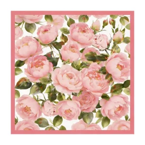 Pañuelo Cuadrado de Seda Pura con Estampado Floral Rosa - Tamaño 90x90cm