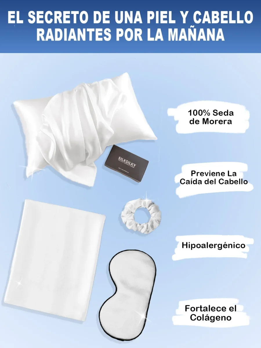 19Momme Juego de 3 piezas Juego de sueño de belleza agradable a la piel de seda (Cremallera) - Imagen 9
