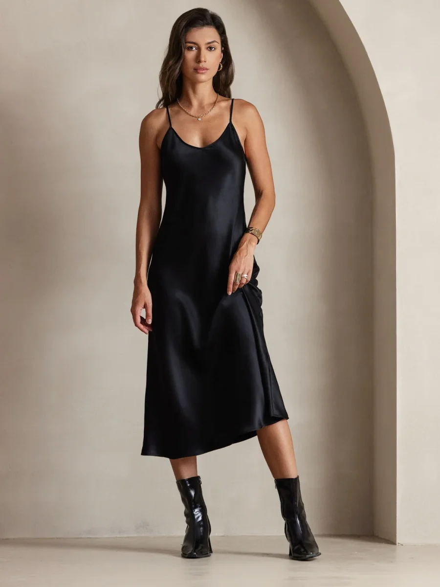 Vestido Largo de Seda Pura con Tirantes Finos - Imagen 9