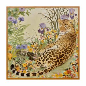 Pura Seda Leopardo & Floral Pañuelo - Tamaño 90x90cm