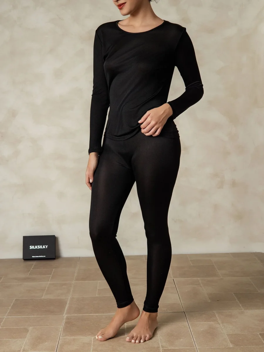 Ropa Interior De Mujer De Manga Larga De Jersey De Seda - Imagen 5
