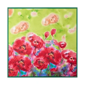 Pure Silk Flower Impression Square Scarf - Tamaño 53x53cm