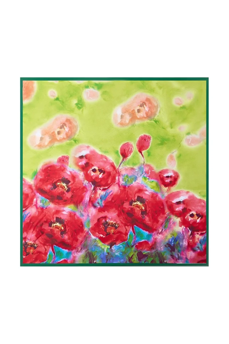Pure Silk Flower Impression Square Scarf - Tamaño 53x53cm