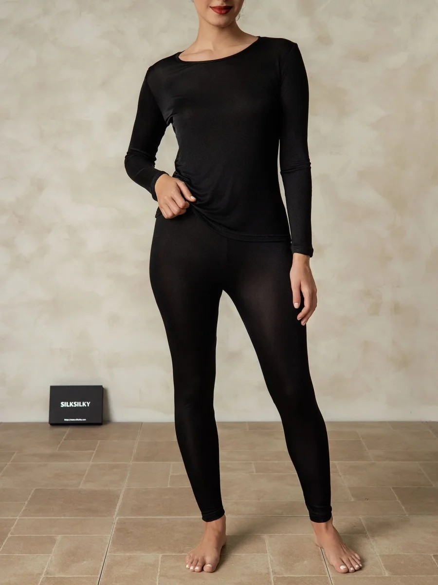 Ropa Interior De Mujer De Manga Larga De Jersey De Seda