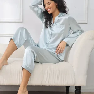 Seda Pura Button Up Pijamas de mujer