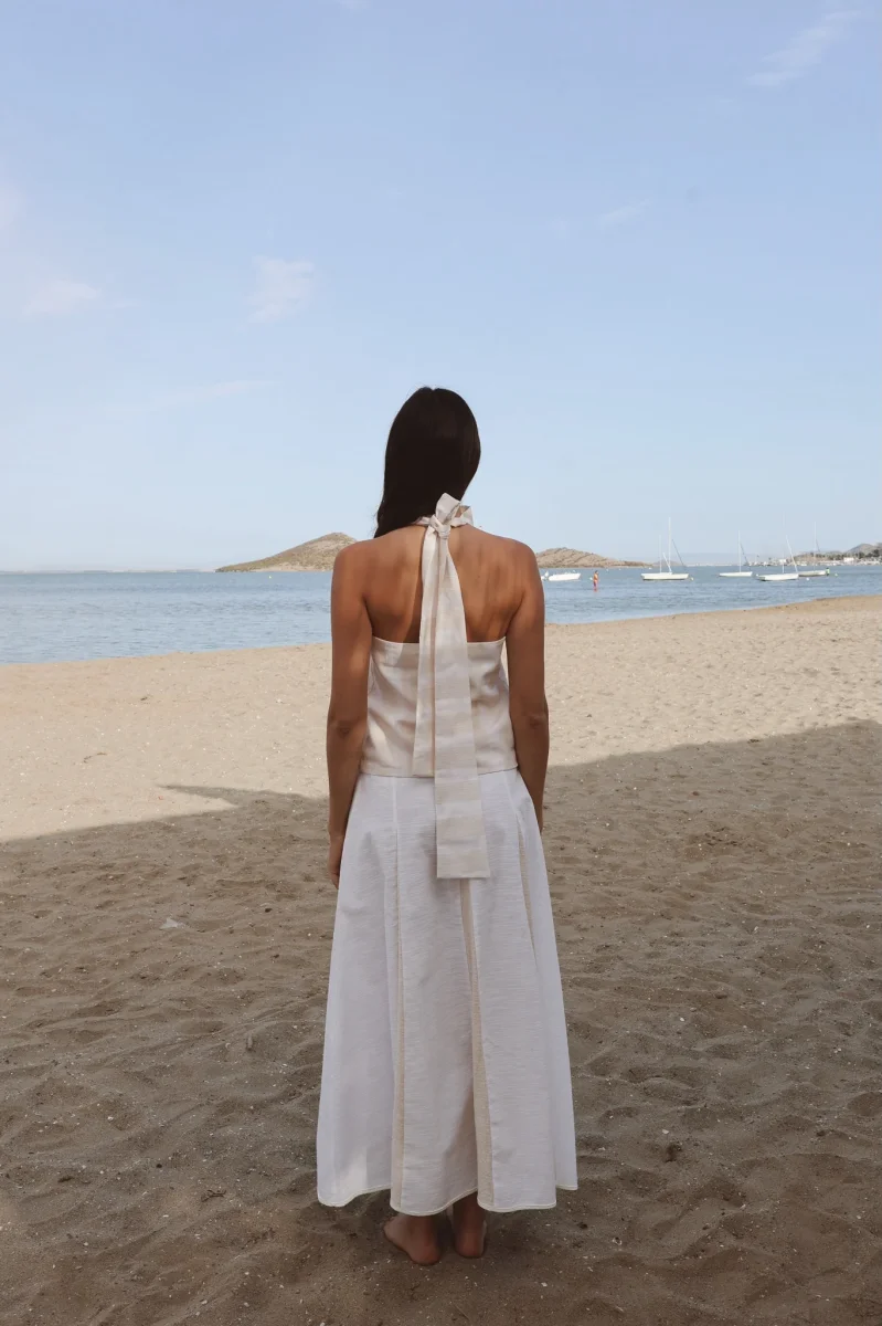 Top Vela Crudo Rayas Beige - Imagen 5