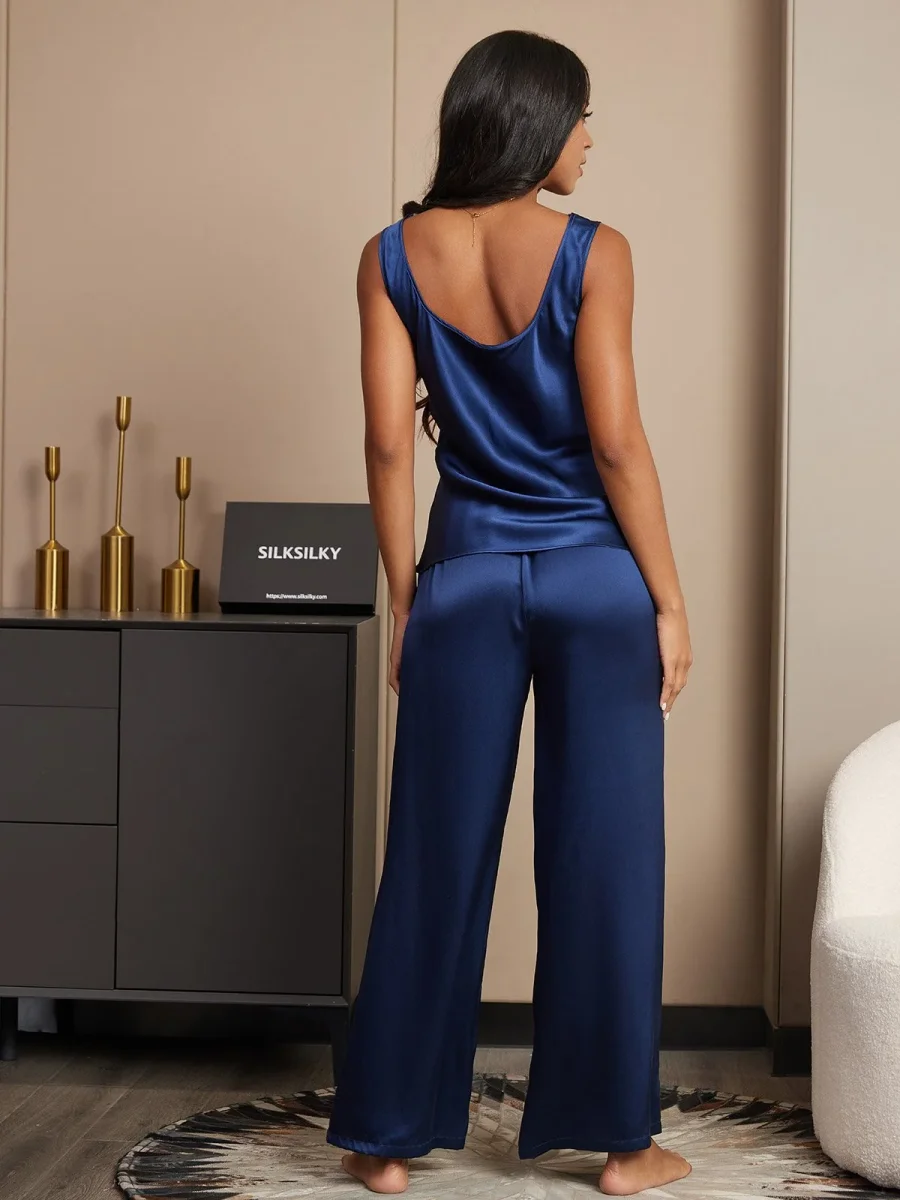 Conjunto de pijama de seda pura con camisola - Imagen 8