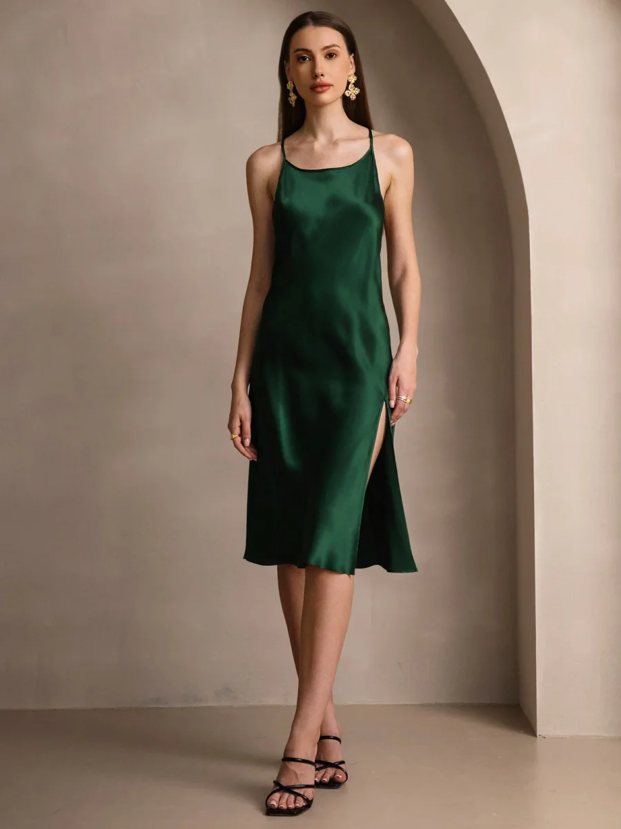 Vestido Largo de Seda Pura Sexy con Espalda Cruzada - Imagen 8