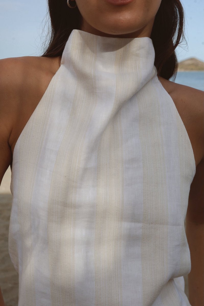 Top Vela Crudo Rayas Beige - Imagen 3