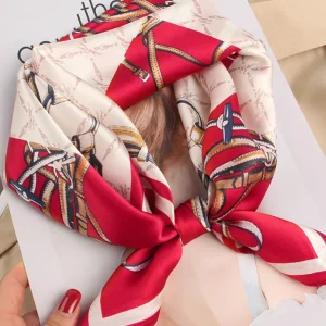 Pañuelo Cuadrado de Diseñador Estampado de 100% Seda de Mora 53x53cm/21