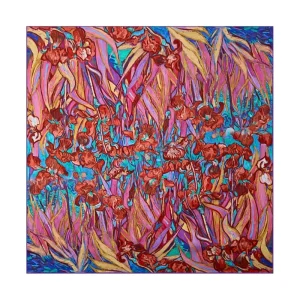 Pañuelo Cuadrado de Seda Pura con Estampado Floral - Tamaño 53x53cm