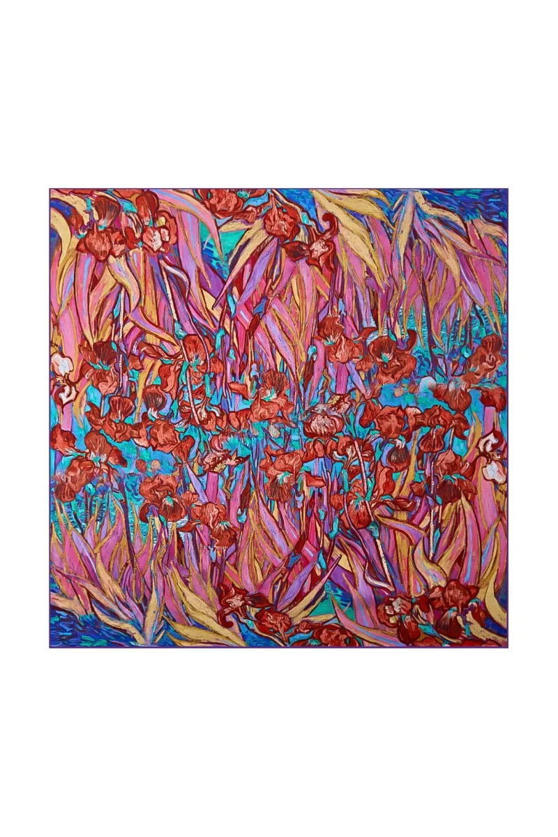 Pañuelo Cuadrado de Seda Pura con Estampado Floral - Tamaño 53x53cm - Imagen 2