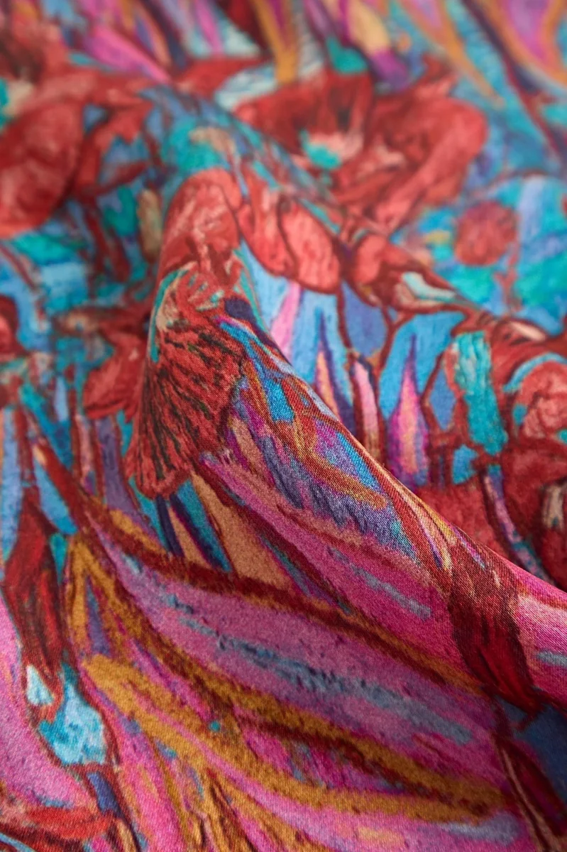 Pañuelo Cuadrado de Seda Pura con Estampado Floral - Tamaño 53x53cm - Imagen 5