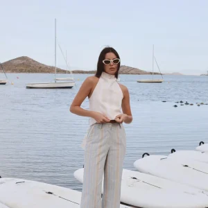 Pantalón Sueño Rayas Azul y Beige