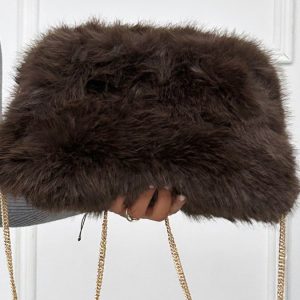 Bolso de Mano de Pelo