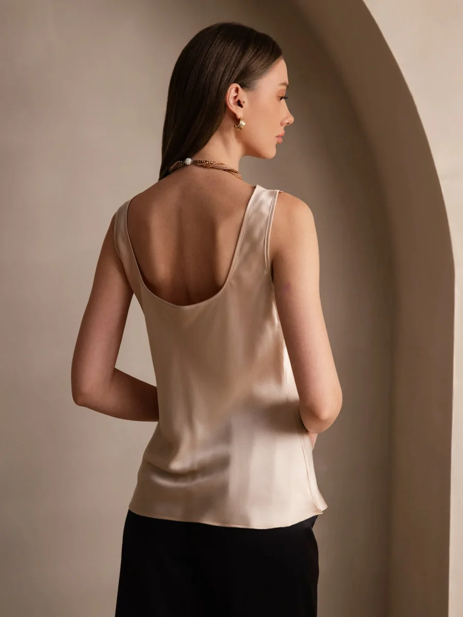 Camiseta de seda pura con tirantes anchos - Imagen 3