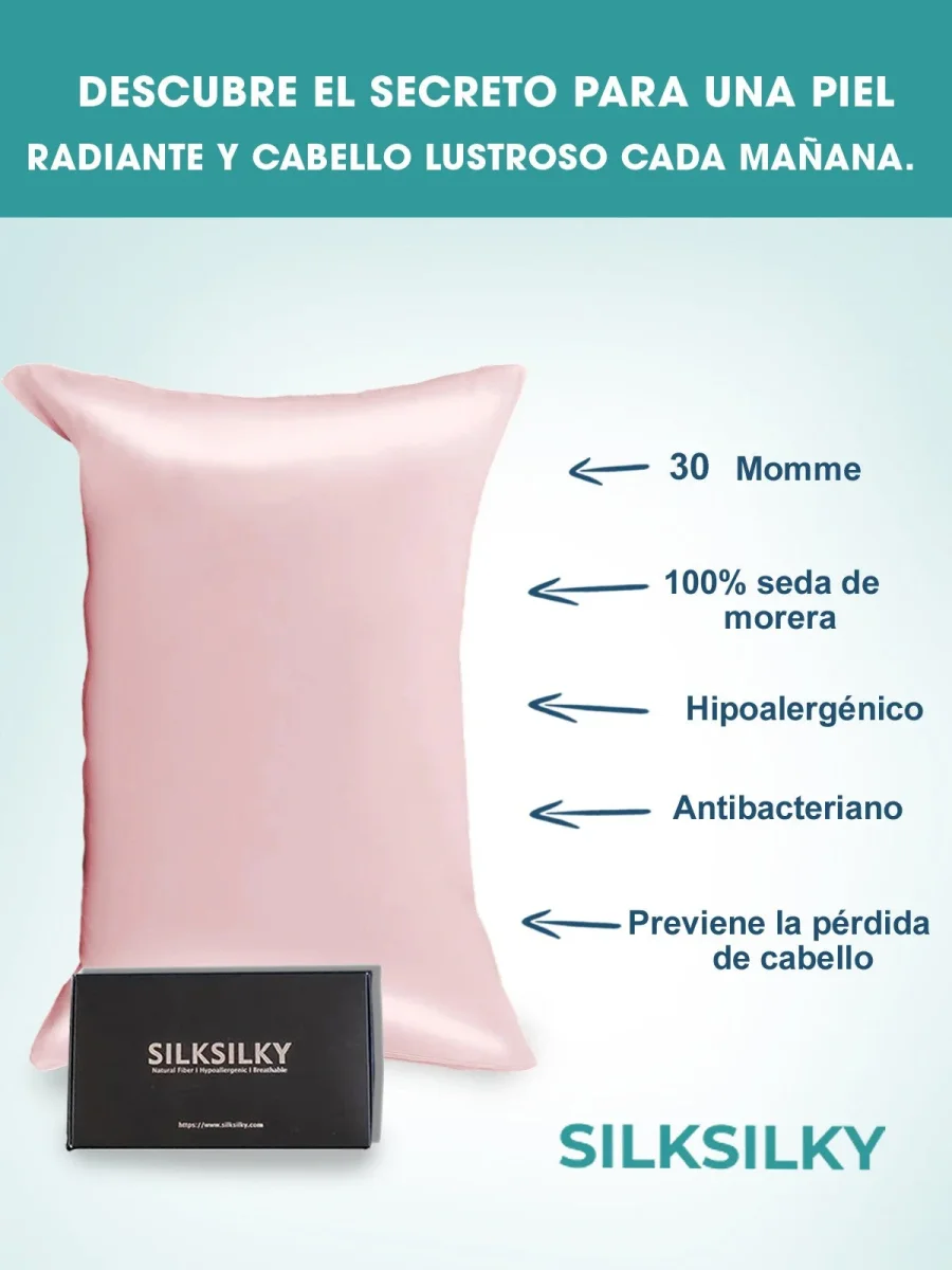 30 Momme Funda de Almohada de Seda - Cierre Cremallera - Imagen 4
