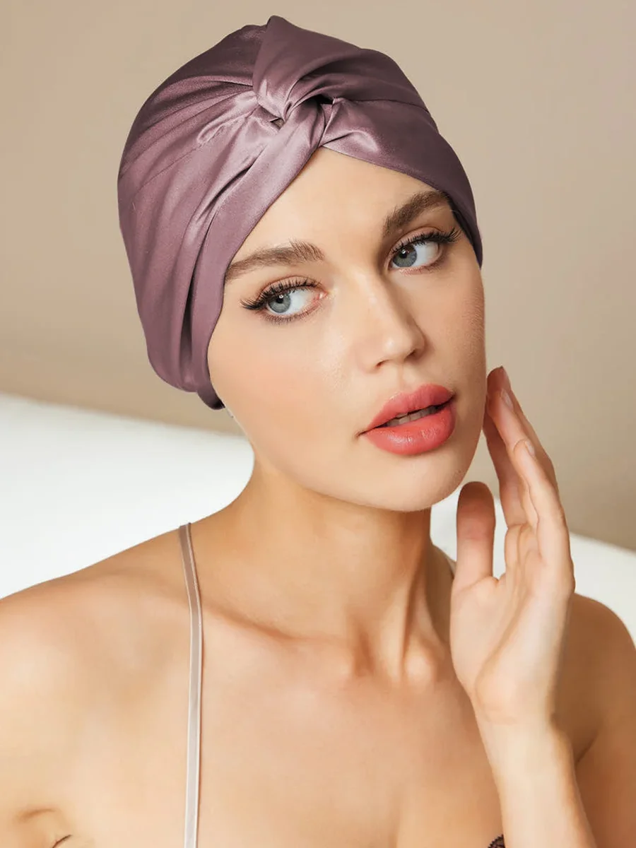 Gorro De Pura Seda Con Nudo Frontal