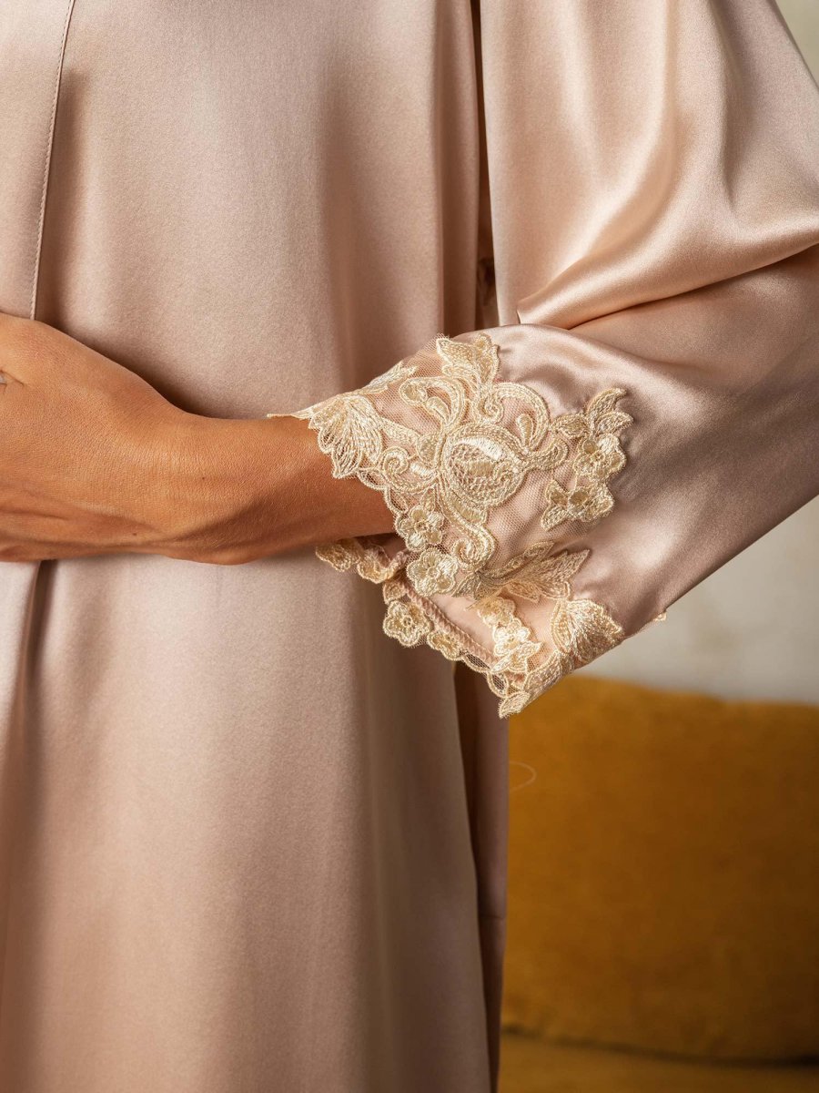 Elegante Conjunto De Camisón Y Bata De Pura Seda 2 Piezas - Imagen 6