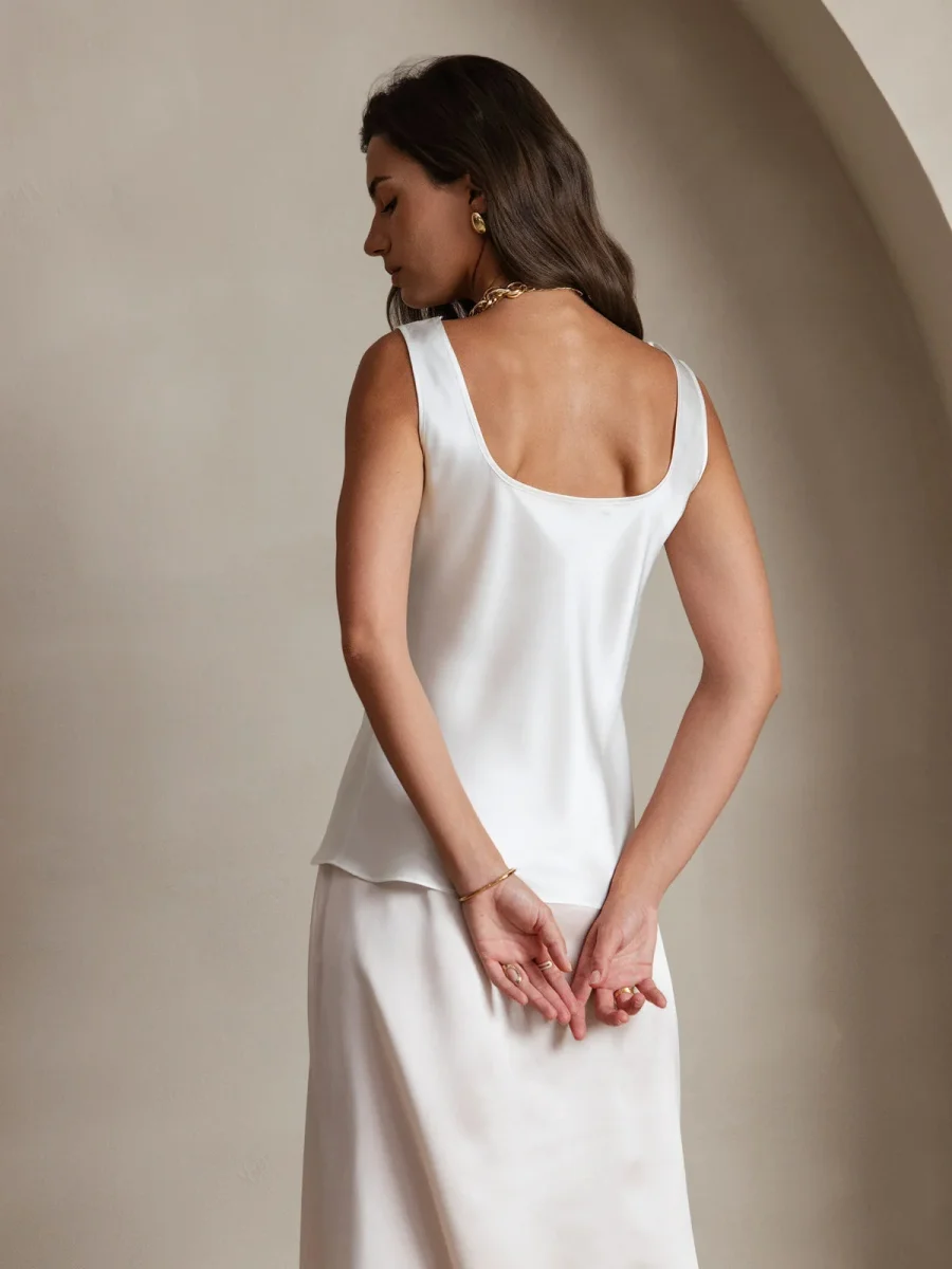 19Momme Seda U Cuello Correas Tanque Top - Imagen 3