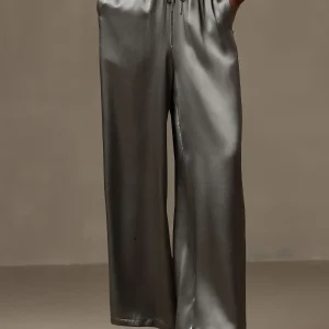 Pura Seda Relajada Elástica Cintura Pantalones