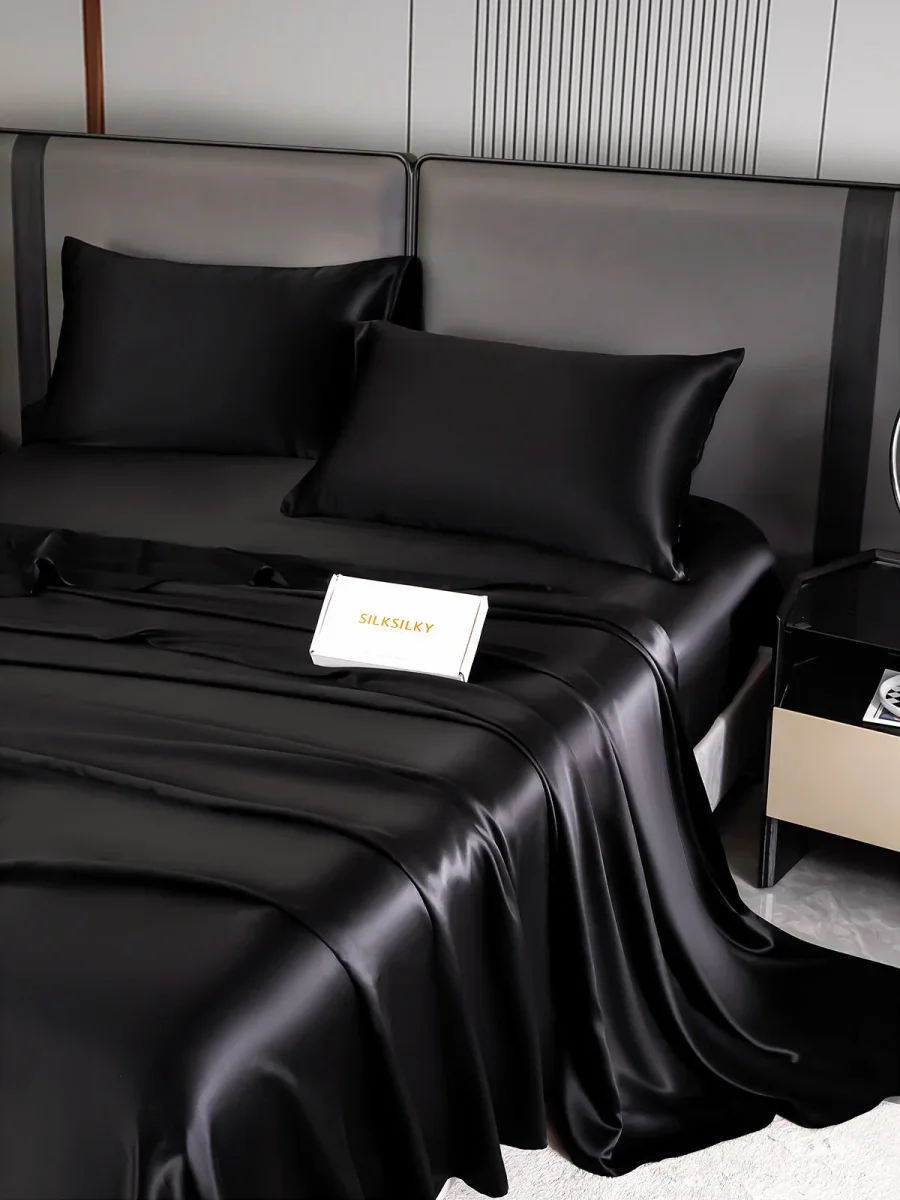 22Momme Silk Juego 4Pzs: Sábana Encimera+Sábana Bajera+2x Fundas De Almohada - Imagen 4