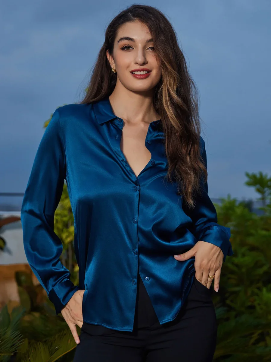 Camisa básica de seda