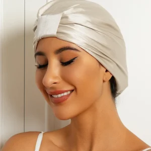 Gorro turbante de noche de doble capa de seda pura