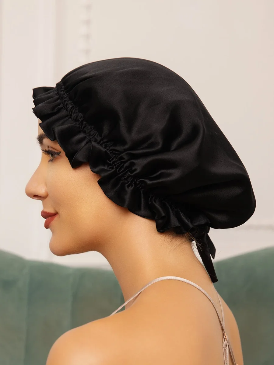Gorro de doble capa de seda pura con cinta - Imagen 8