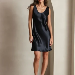 Vestido Midi Casual de Seda Pura con Tirantes Anchos