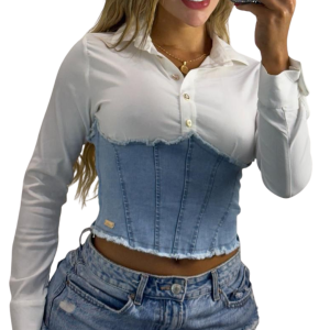 Blusa Blanca-Azul