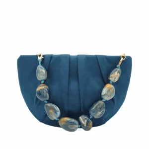 Bolso De Fiesta | Clutch | Asa Mano o Cadena Larga | Azul Petróleo