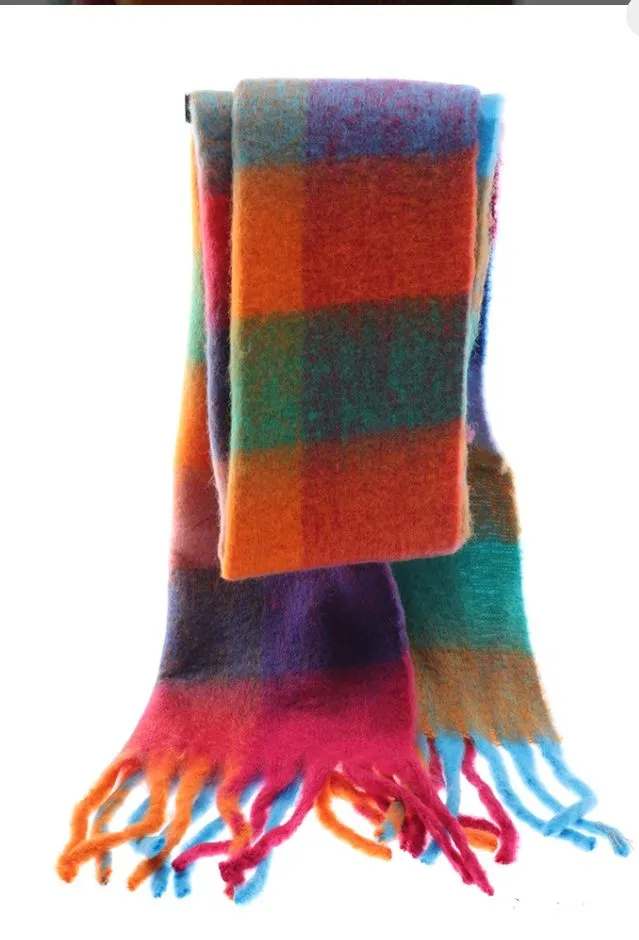 Bufanda italiana estampado colorido con flecos - Imagen 3