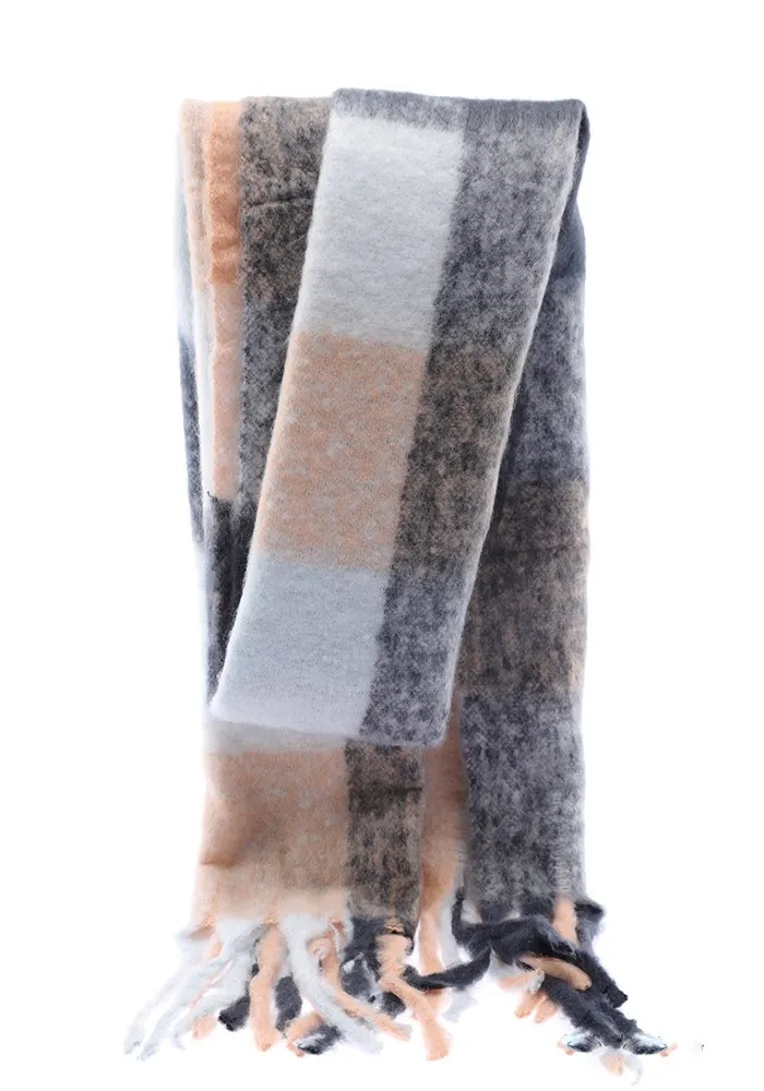 Bufanda estampado vichy con flecos - Imagen 2