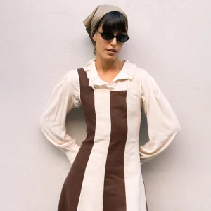 Vestido Margot Paneles Marrón y Crudo