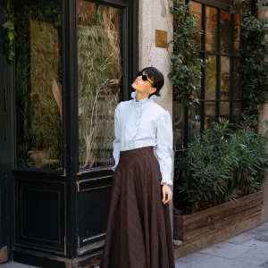 Falda Nina Midi Cuadros Marrón