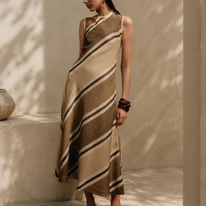 Vestido Moka Rayas Marrón