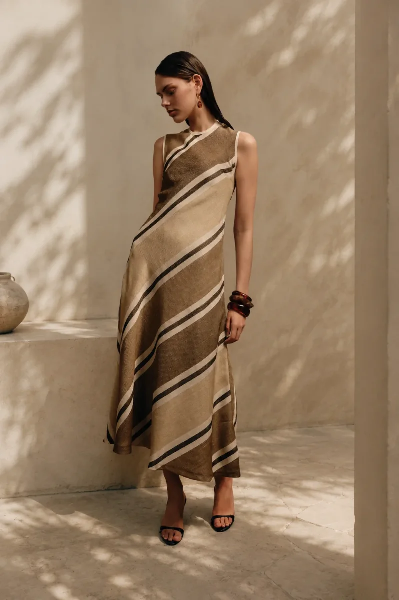 Vestido Moka Rayas Marrón - Imagen 2