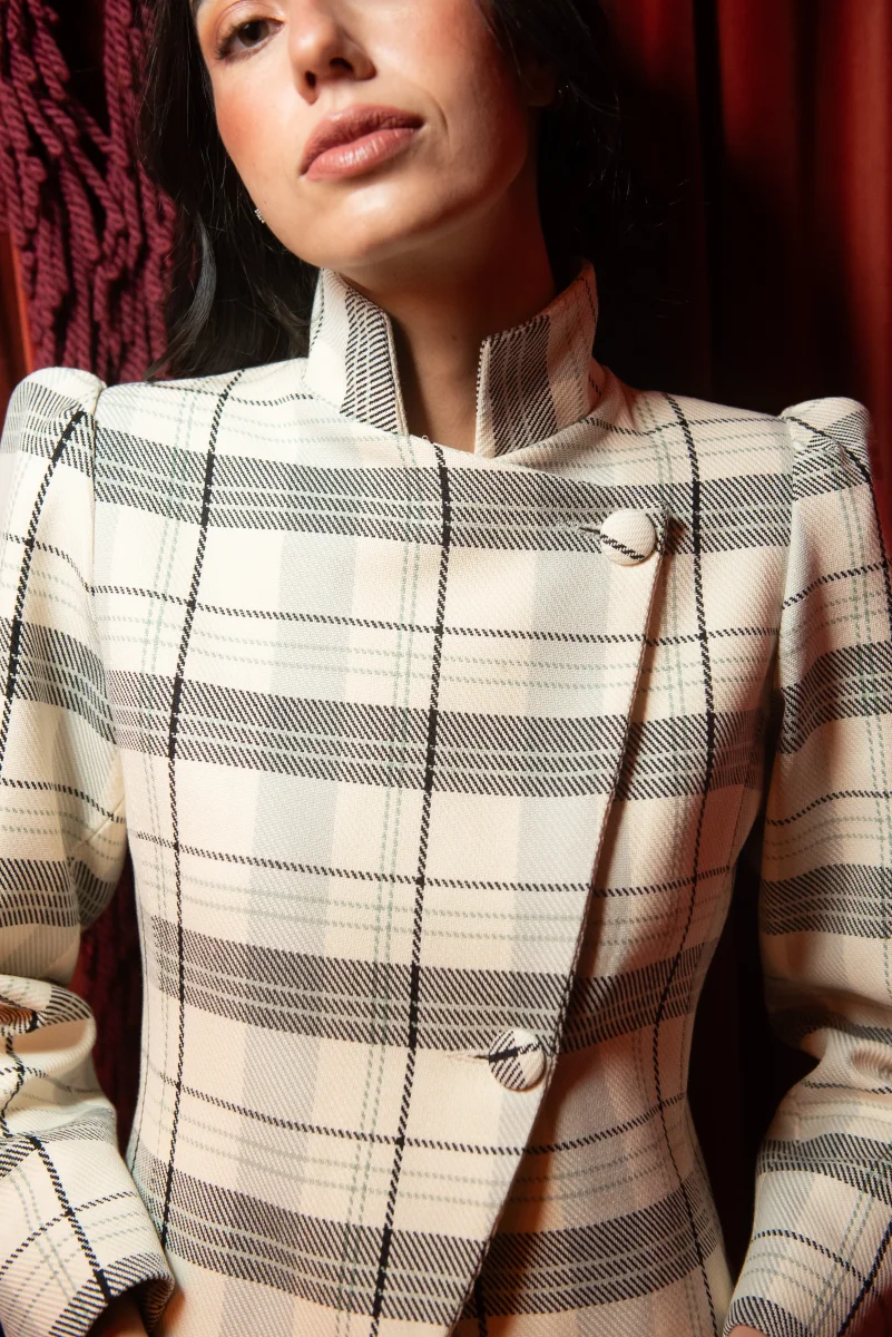 Chaqueta Frosted Cuadros Beige y Verde - Imagen 4
