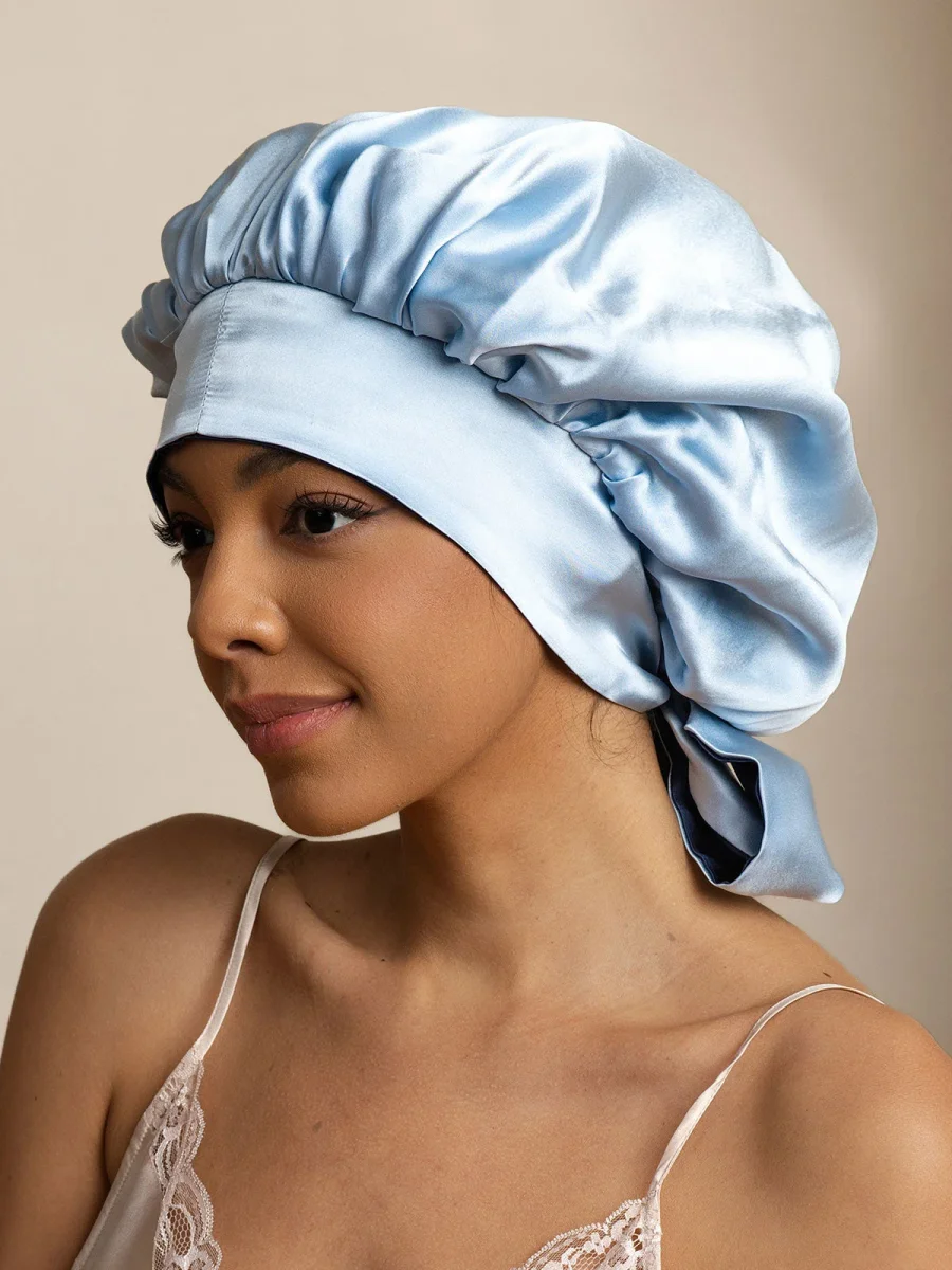 Gorro Casual de Seda para Mujer con Cintas Largas (Bicolor y Reversible) - Imagen 2